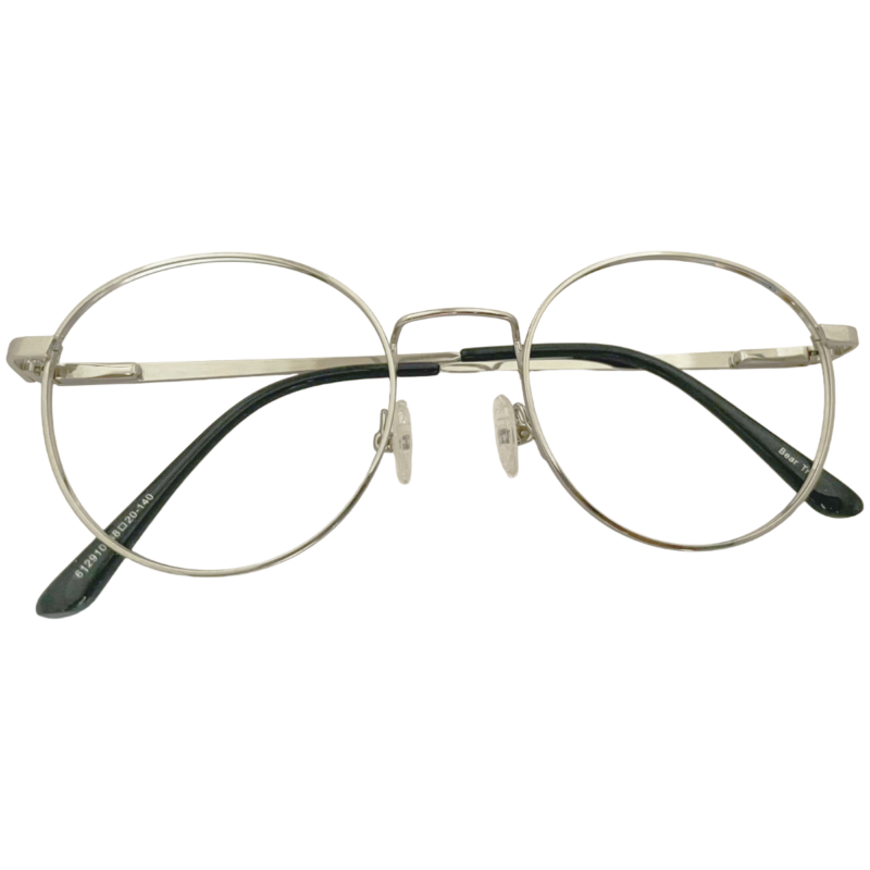 silver metal eyeglasses