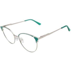 Cliqlens Studio Green and Silver Cat Eye Metal Eyeglasses For Women