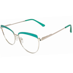 Cliqlens Studio Dark Green And Silver Cat Eye Metal Eyeglasses For Women