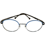 blue grey round metal eyeglasses