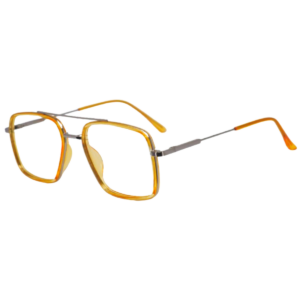 Cliqlens Full Rim Light Yellow Square Metal Computer eyeglasses for Men and Women