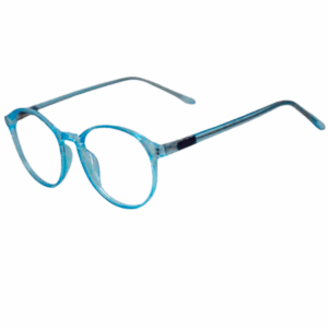 Trendy Light Blue Round Sheet Eyeglasses for Men & Women
