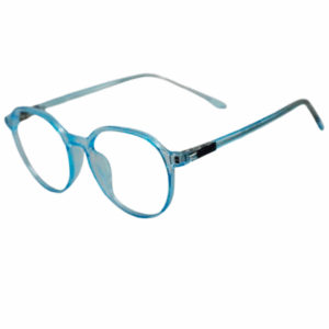 Trendy Light Blue Round Sheet Eyeglasses for Men & Women