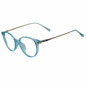 Trendy Light Blue Round Sheet Eyeglasses for Men & Women