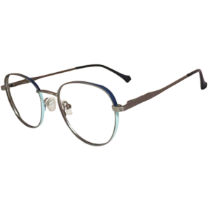 Cliqlens Studio Black Dark And Light Blue Round Metal Eyeglasses For Men And Women