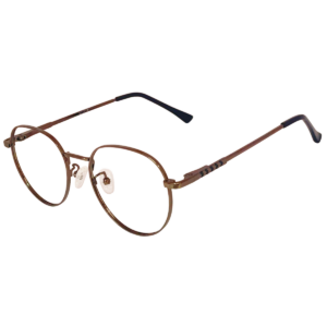 Cliqlens Full Rim Brown round metal eyeglasses for men and Women