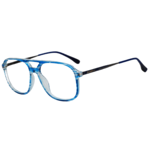 JackBerry Full Rim Blue strips square Double bar Sheet Eyeglasses for Men and Women