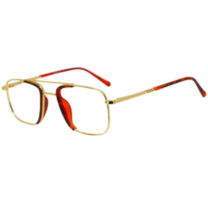 Cliqlens Full Rim Golden Square Metal Computer eyeglasses for Men and Women