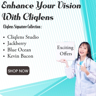 Cliqlens signature eyewear collections featuring Studio, Jackberry, Kevin Bacon and Blue Ocean frames