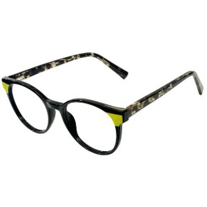 Round Black and Yellow Shade Full Rim Sheet Eyeglasses for Men & Women | Cliqlens