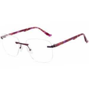 Lightweight Rimless Square Metal Frame Eyeglasses