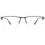 half rim metal eyeglasses blue