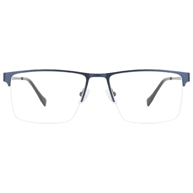half rim metal eyeglasses blue