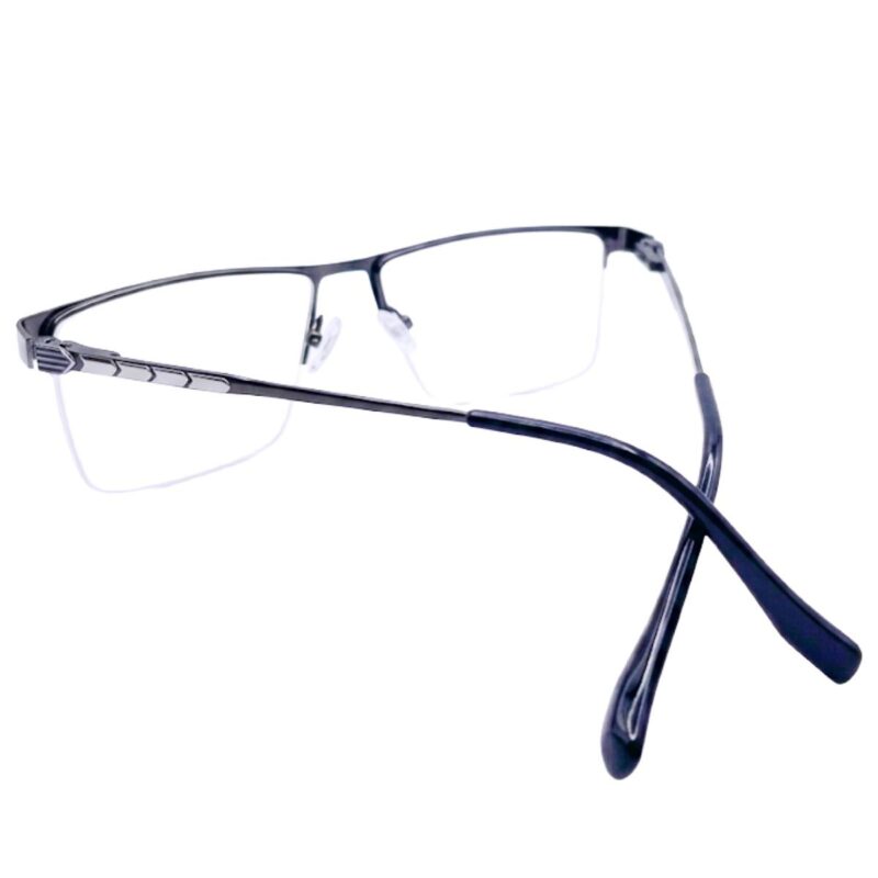 blue half rim metal eyeglasses