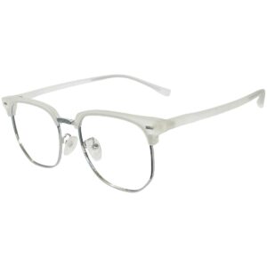 Cliqlens Studio White Silver Clubmaster Square Metal Eyeglasses for Men and Women