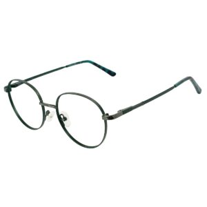 Cliqlens Dark Green round metal eyeglasses