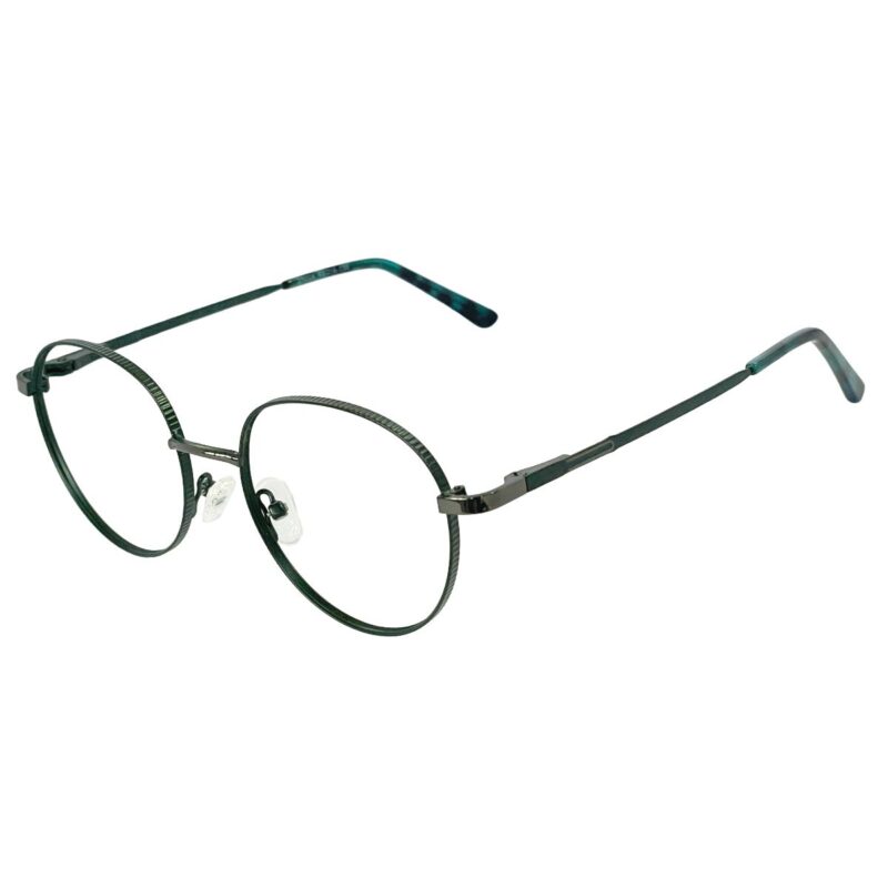 Cliqlens Dark Green round metal eyeglasses