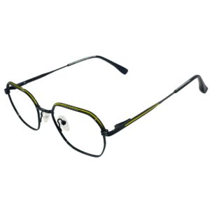 Cliqlens Black and Yellow Full Rim Square Metal Eyeglasses for Men and Women