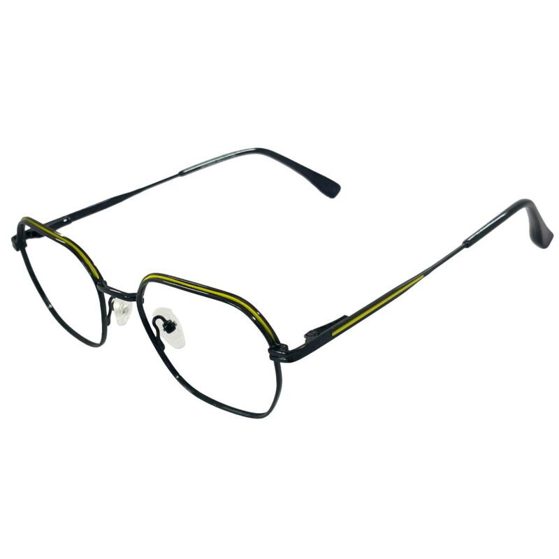 Cliqlens Black and Yellow Full Rim Square Metal Eyeglasses for Men and Women