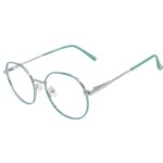 cliqlens sky blue round metal eyeglasses frame
