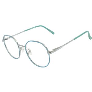 cliqlens sky blue round metal eyeglasses frame