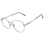 silver purple round metal eyeglasses by cliqlens