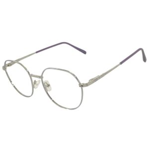 silver purple round metal eyeglasses by cliqlens