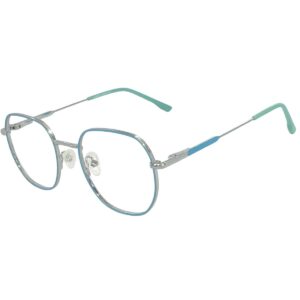 Cliqlens Full Rim Square Metal Eyeglasses for Men & Women | Silver & Sky Blue