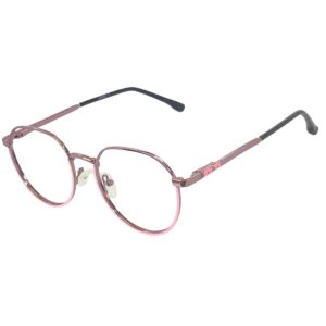 Pink Dual Tone Round Metal Eyeglasses for Men & Women | Cliqlens