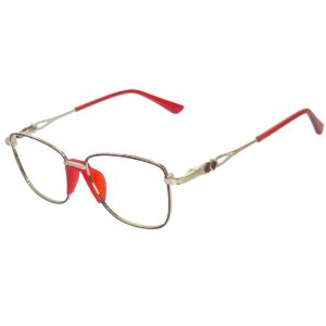 Cliqlens Red Dual Tone Cat Eye Metal Eyeglasses for Women | Full Rim Frame