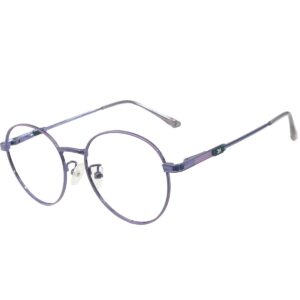 Cliqlens Full Rim Purple Round Metal Eyeglasses for Men/Women