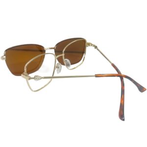 Women's Golden Cat-Eye Metal Frame with magnetic lens clip-on sunglasses – Blackish Brown