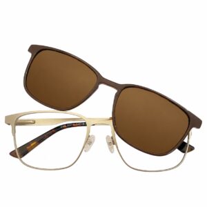 Women's Silver & Brown Cat-Eye Metal Frame with Magnetic Clip-On Sunglasses – Blackish Brown Lens