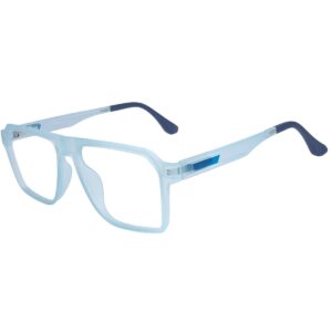 Full Rim Matte Blue Square Sheet Eyeglasses for Men & Women | Blue Ocean