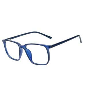 Glossy Blue Square Sheet Eyeglasses for Men and Women | Blue Ocean